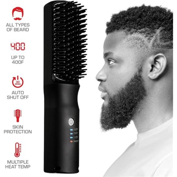 Beard & Hair Straightener, Auto Shut-Off, 2 in 1 Heated Straightening Brush - Picture 6 of 6